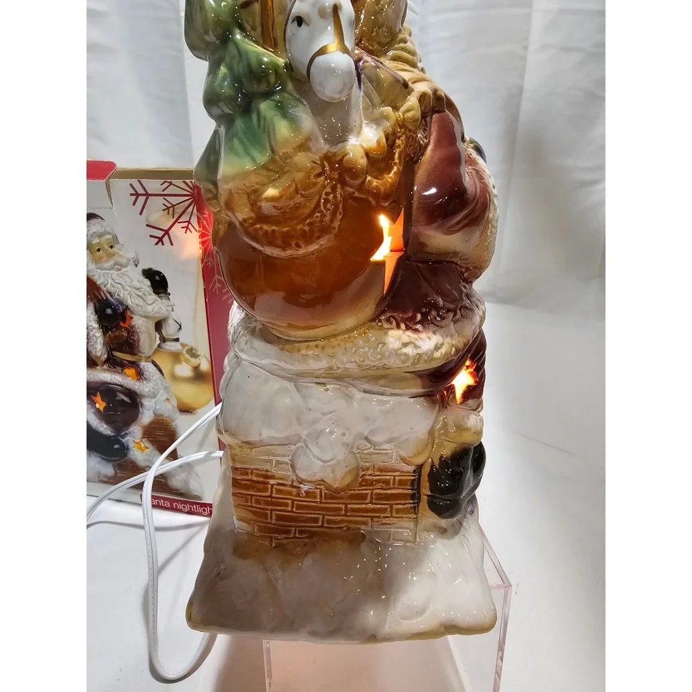 Elements Santa Claus Night Light Figurine Porcelain With Box Christmas Decor‎